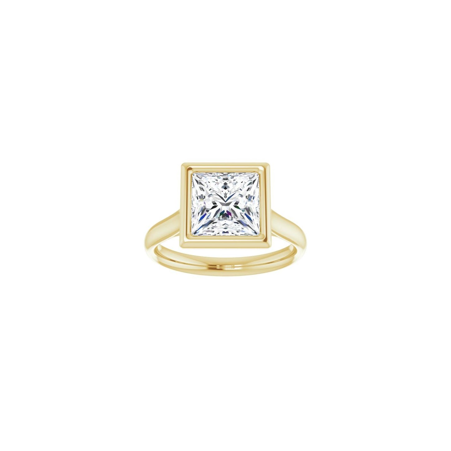 Square Bezel-Set Solitaire Engagement Ring | Metal Type=14K Yellow Gold | Center Stone Size=2.5 CT | Image 3
