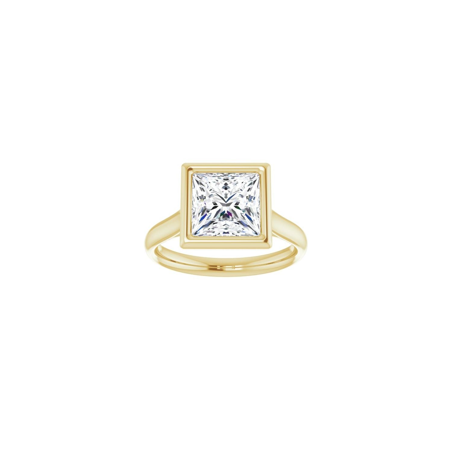 Square Bezel-Set Solitaire Engagement Ring | Metal Type=14K Yellow Gold | Center Stone Size=2.5 CT | Image 3