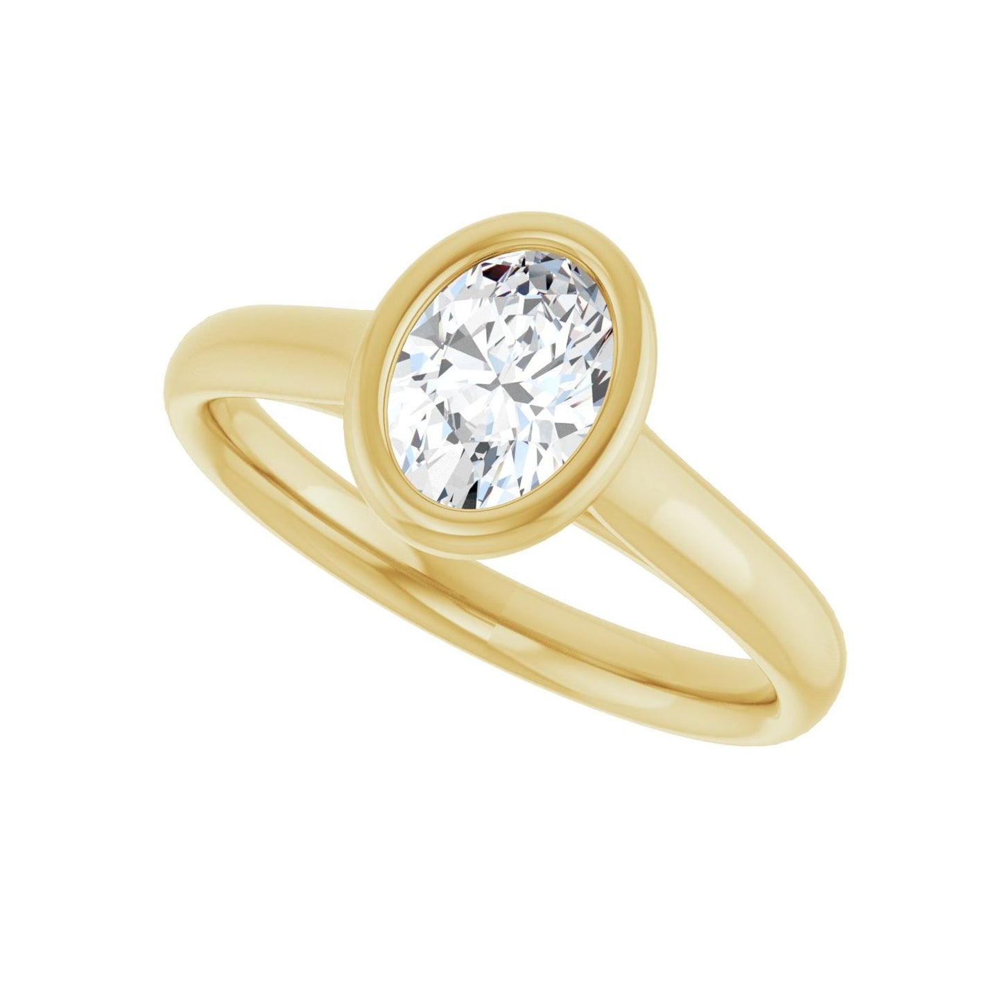 Oval Bezel-Set Solitaire Engagement Ring | Metal Type=14K Yellow Gold | Center Stone Size=1 CT | Image 5