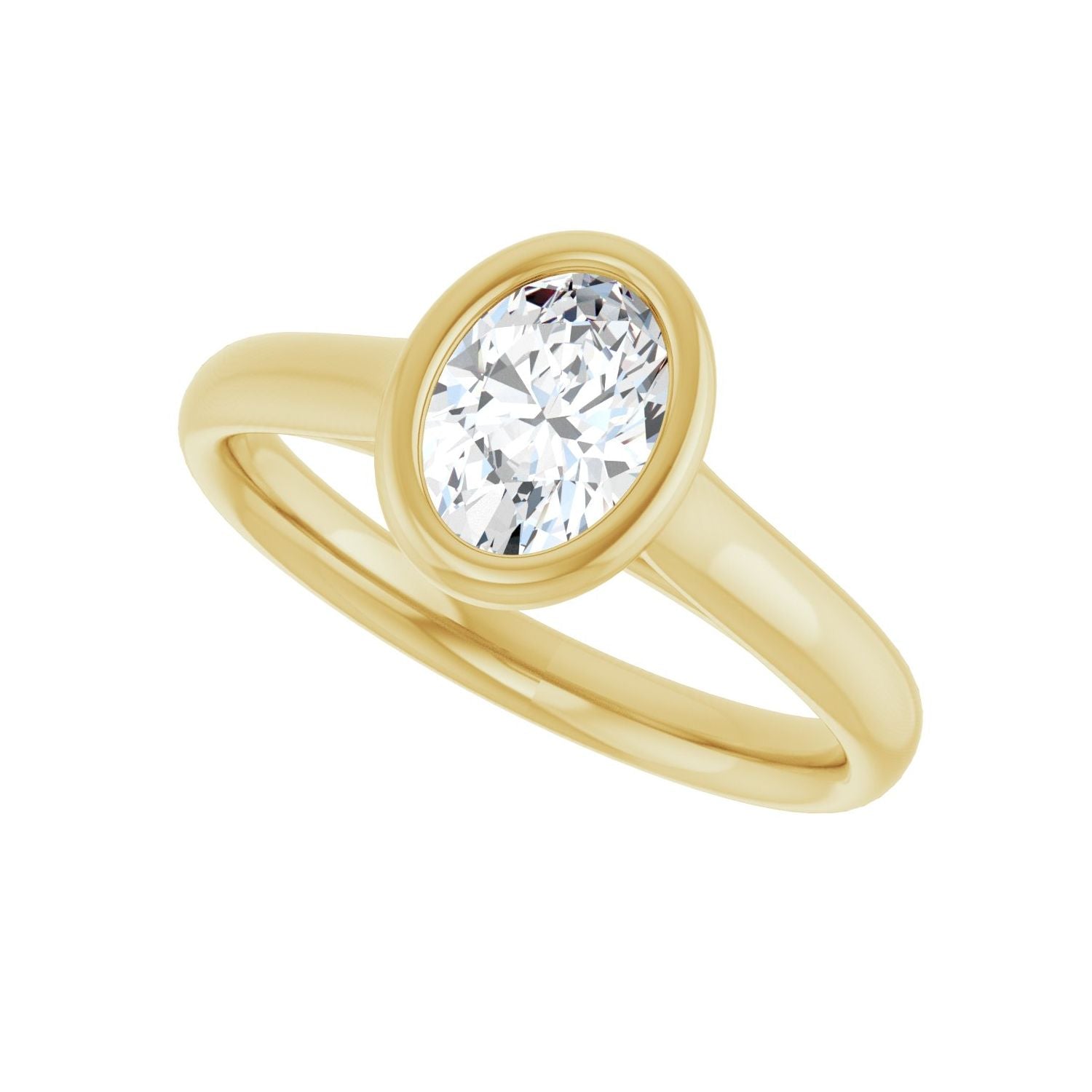 Oval Bezel-Set Solitaire Engagement Ring | Metal Type=14K Yellow Gold | Center Stone Size=1 CT | Image 5