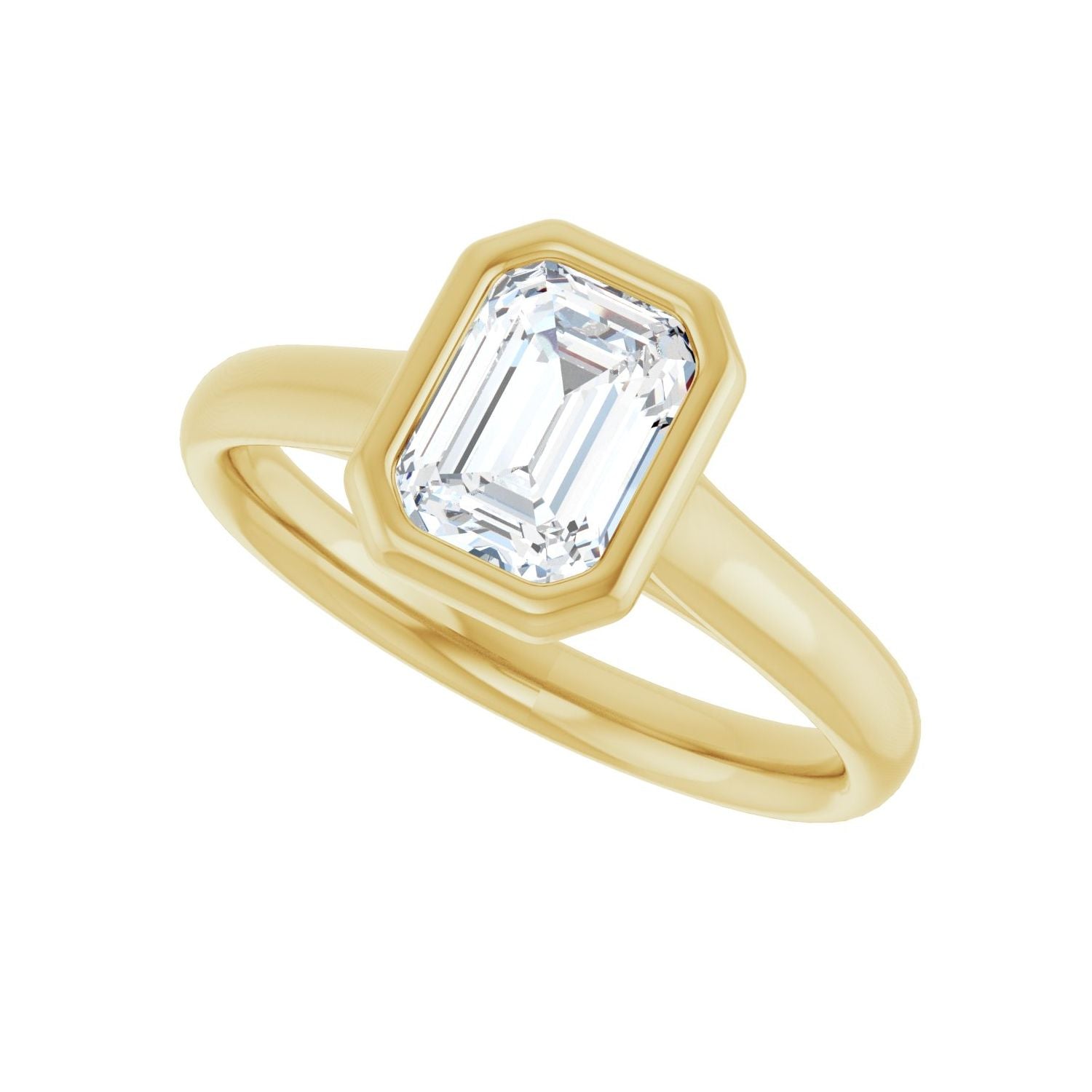 Emerald Bezel-Set Solitaire Engagement Ring | Metal Type=14K Yellow Gold | Center Stone Size=1.5 CT | Image 5