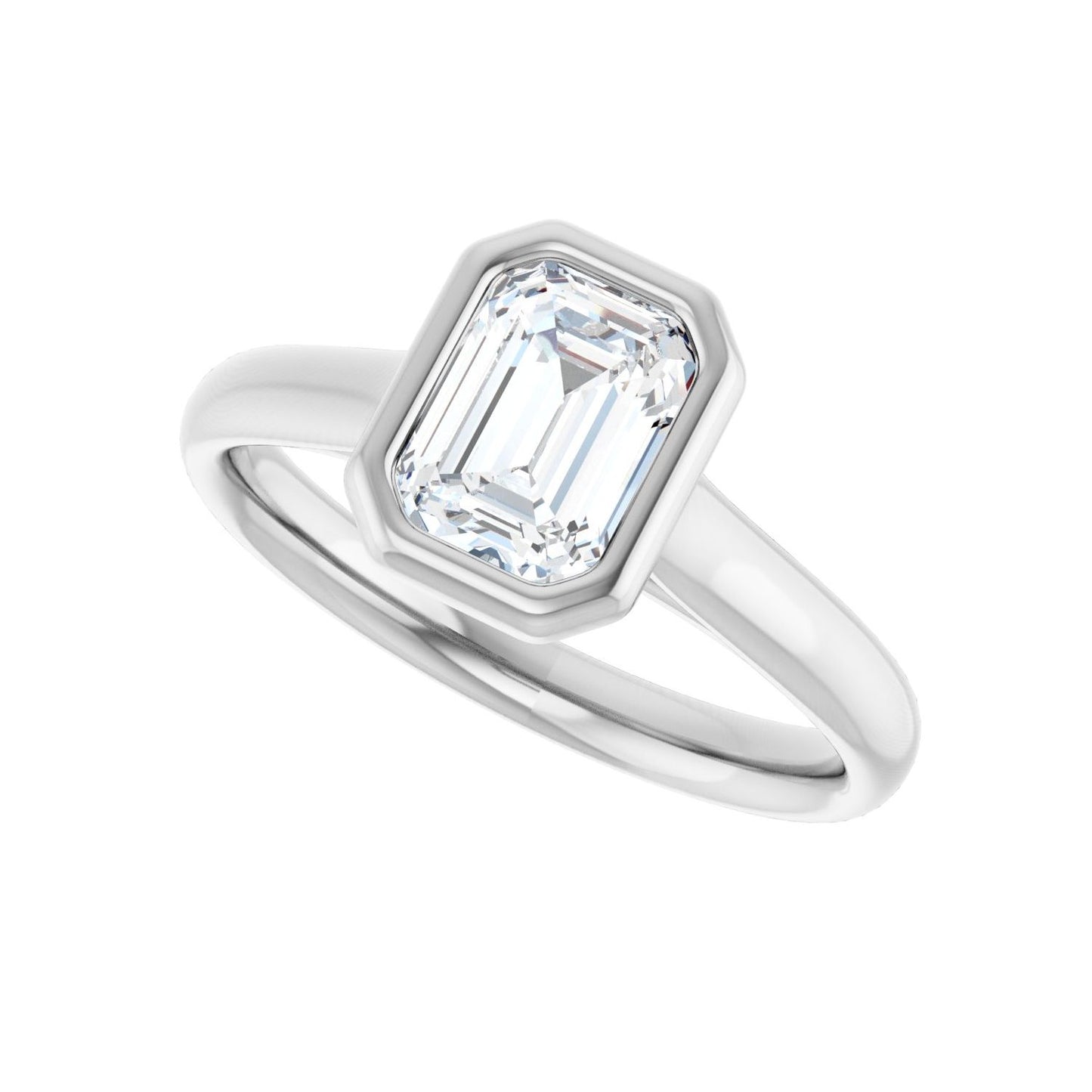 Emerald Bezel-Set Solitaire Engagement Ring | Metal Type=14K White Gold | Center Stone Size=1.5 CT | Image 5