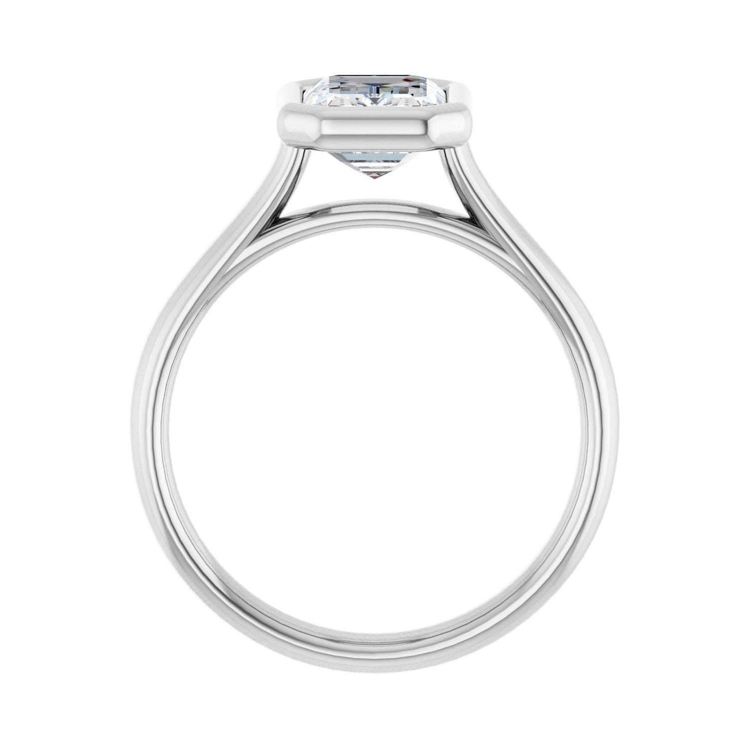 Emerald Bezel-Set Solitaire Engagement Ring | Metal Type=14K White Gold | Center Stone Size=2 CT | Image 2