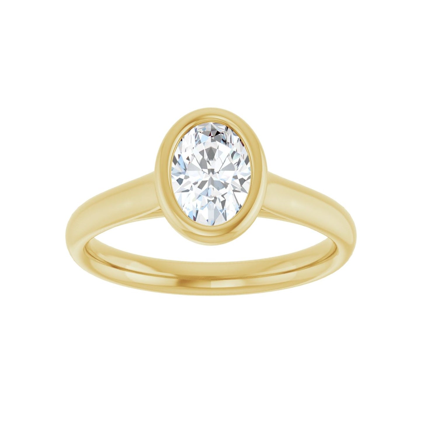 Oval Bezel-Set Solitaire Engagement Ring | Metal Type=14K Yellow Gold | Center Stone Size=1 CT | Image 3