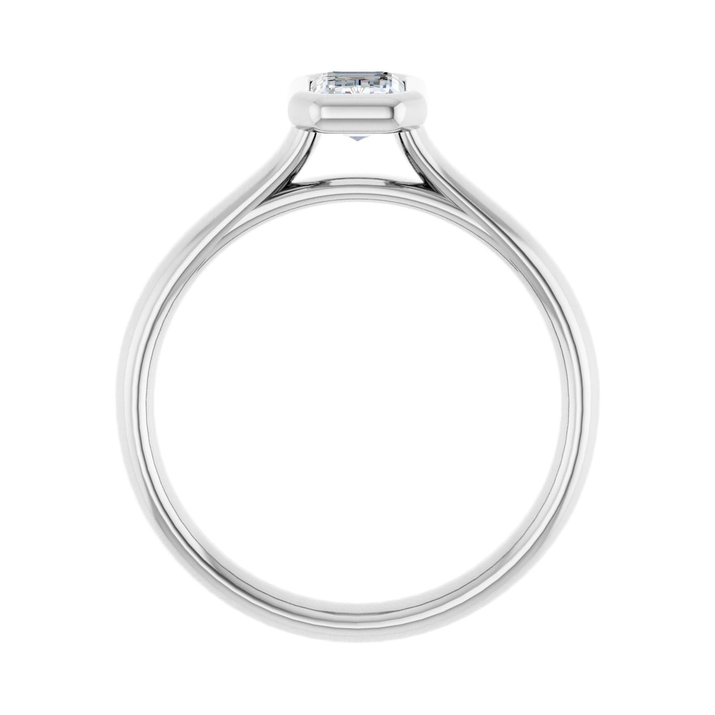 Emerald Bezel-Set Solitaire Engagement Ring | Metal Type=14K White Gold | Center Stone Size=1 CT | Image 2