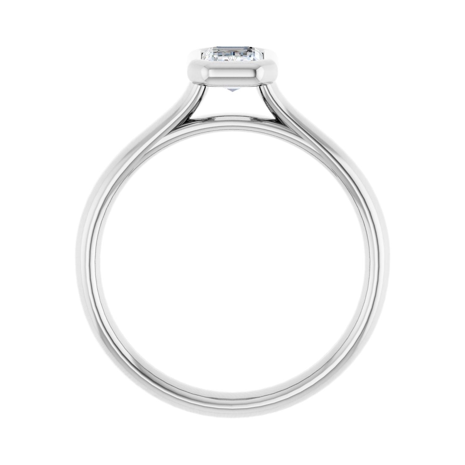 Emerald Bezel-Set Solitaire Engagement Ring | Metal Type=14K White Gold | Center Stone Size=1 CT | Image 2