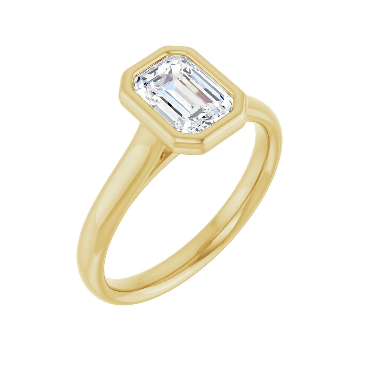 Emerald Bezel-Set Solitaire Engagement Ring | Metal Type=14K Yellow Gold | Center Stone Size=1.5 CT | Image 1