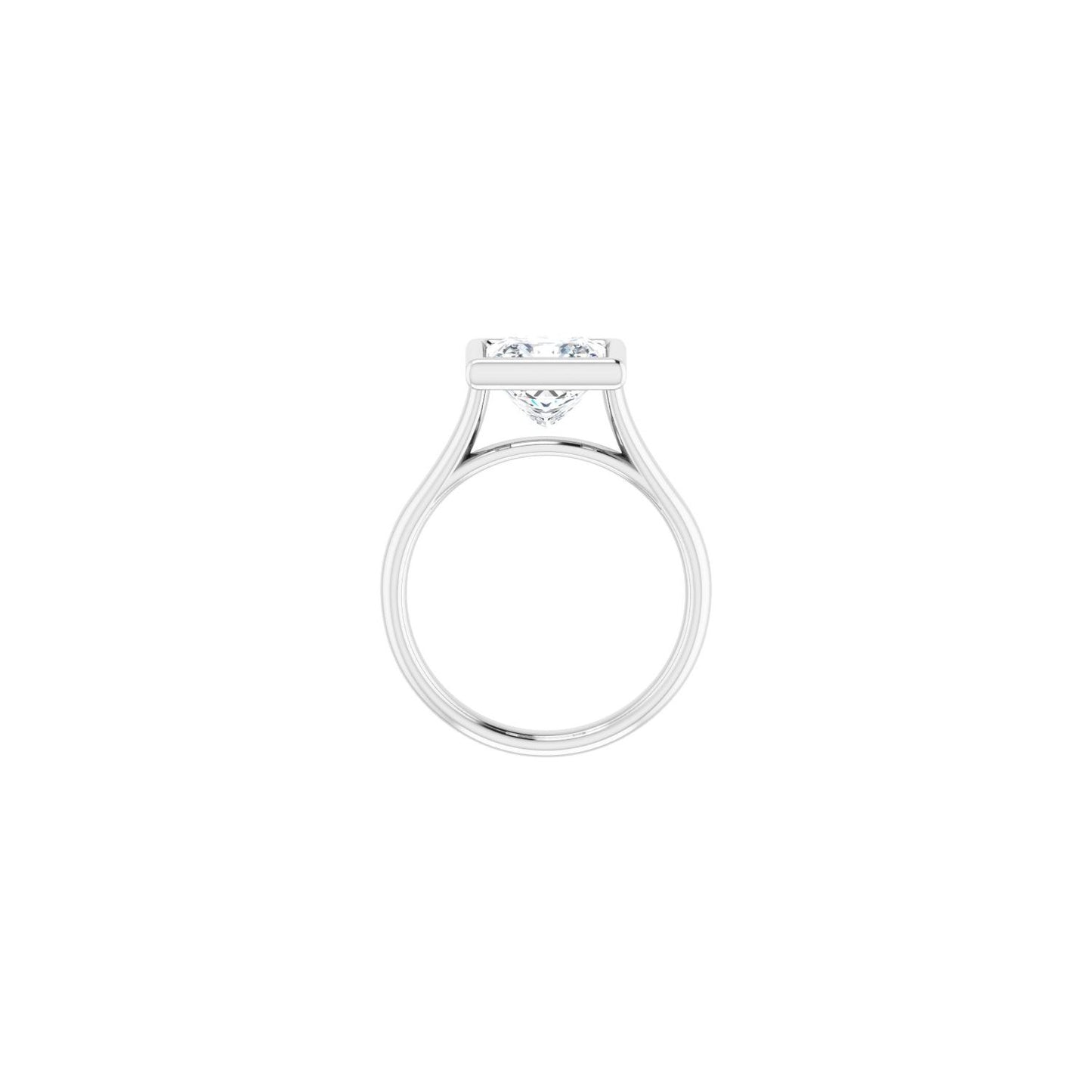 Square Bezel-Set Solitaire Engagement Ring | Metal Type=14K White Gold | Center Stone Size=2.5 CT | Image 2