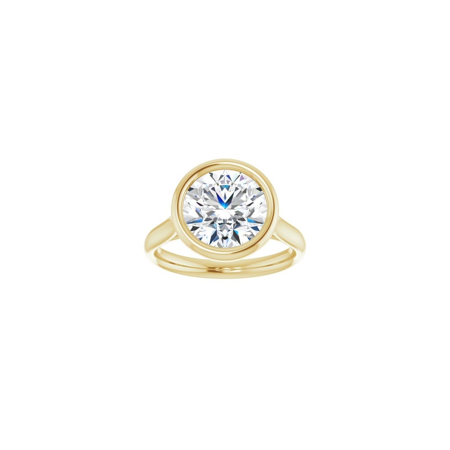 Round Bezel-Set Solitaire Engagement Ring | Metal Type=14K Yellow Gold | Center Stone Size=3 CT | Image 3