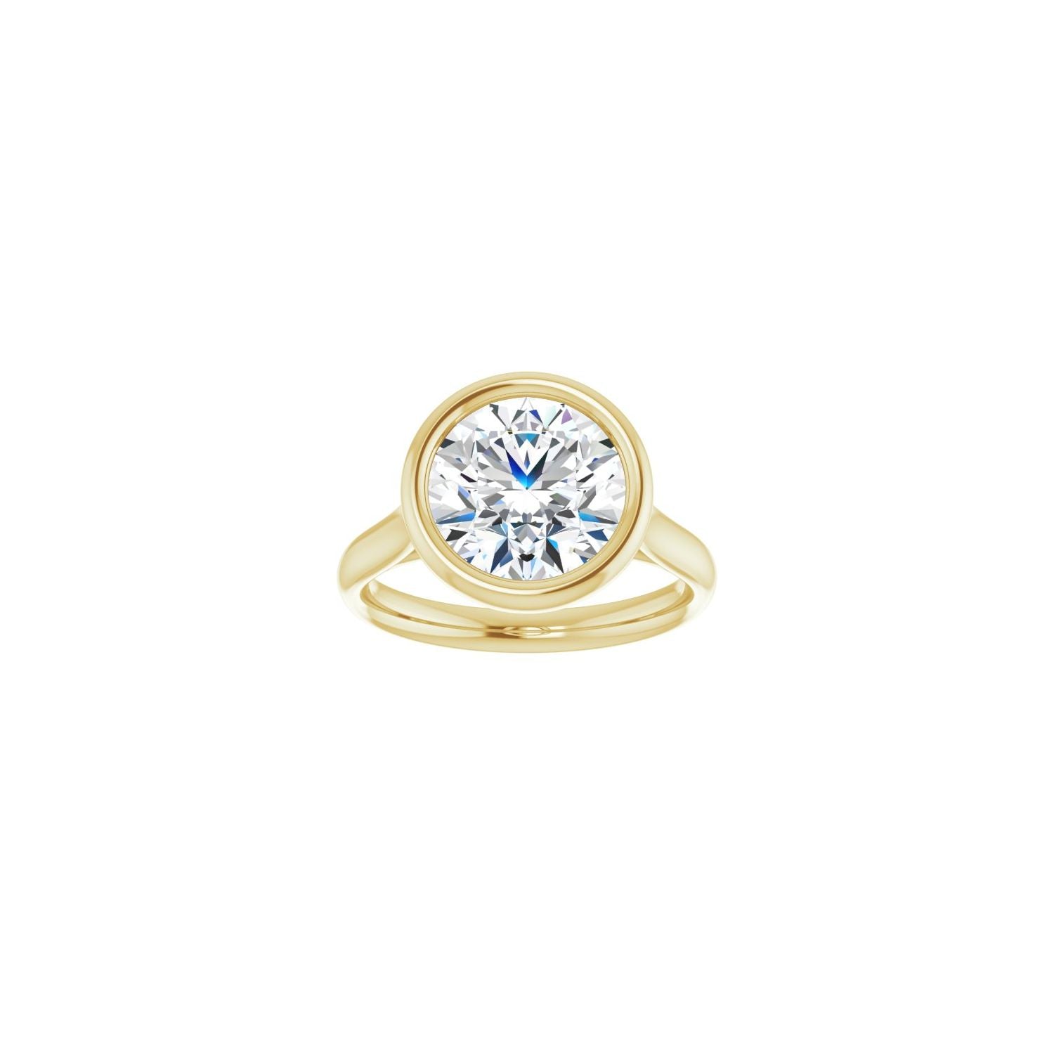 Round Bezel-Set Solitaire Engagement Ring | Metal Type=14K Yellow Gold | Center Stone Size=3 CT | Image 3
