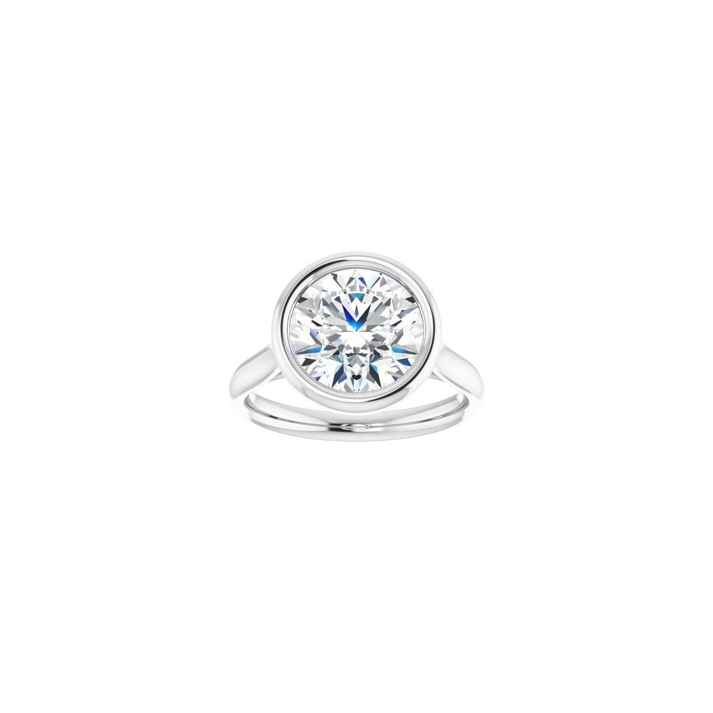 Round Bezel-Set Solitaire Engagement Ring | Metal Type=14K White Gold | Center Stone Size=3 CT | Image 3