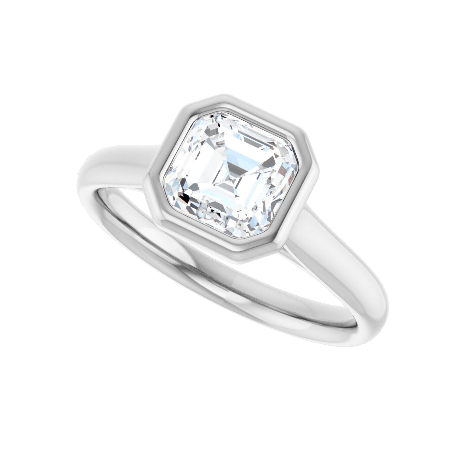 Asscher Bezel-Set Solitaire Engagement Ring | Metal Type=14K White Gold | Center Stone Size=1 CT | Image 5