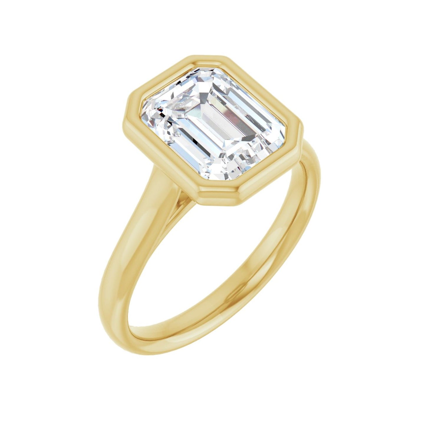 Emerald Bezel-Set Solitaire Engagement Ring | Metal Type=14K Yellow Gold | Center Stone Size=2.5 CT | Image 1