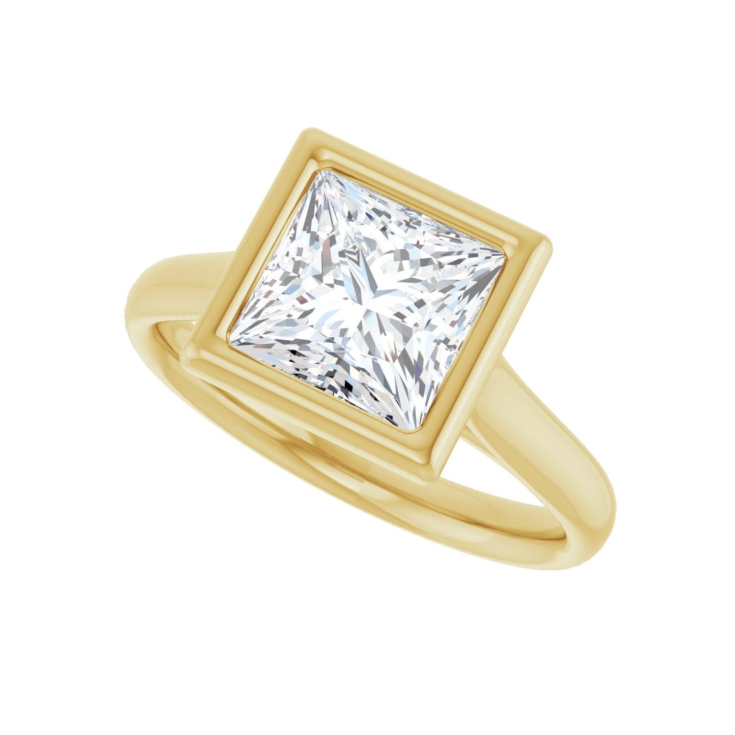 Square Bezel-Set Solitaire Engagement Ring | Metal Type=14K Yellow Gold | Center Stone Size=2 CT | Image 5