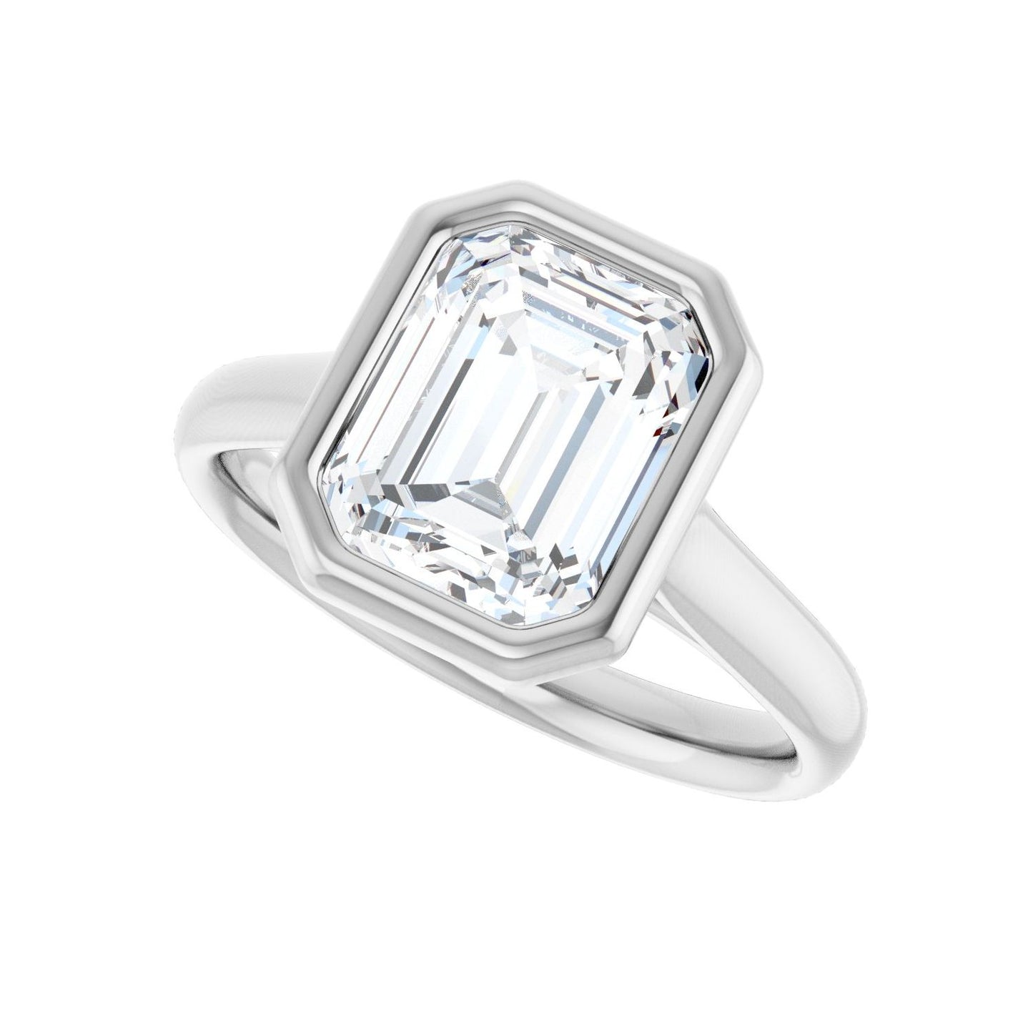 Emerald Bezel-Set Solitaire Engagement Ring | Metal Type=14K White Gold | Center Stone Size=2.5 CT | Image 5