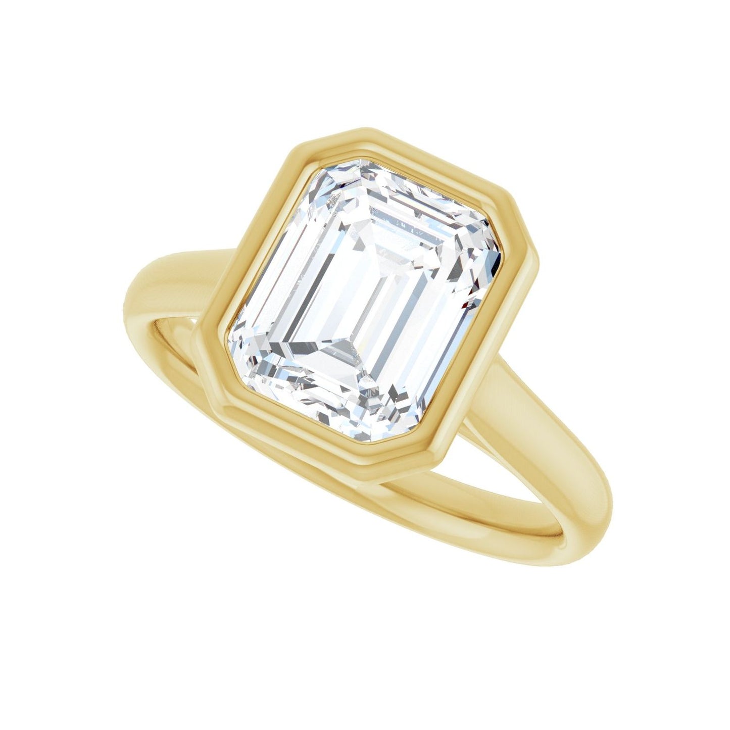Emerald Bezel-Set Solitaire Engagement Ring | Metal Type=14K Yellow Gold | Center Stone Size=2.5 CT | Image 5