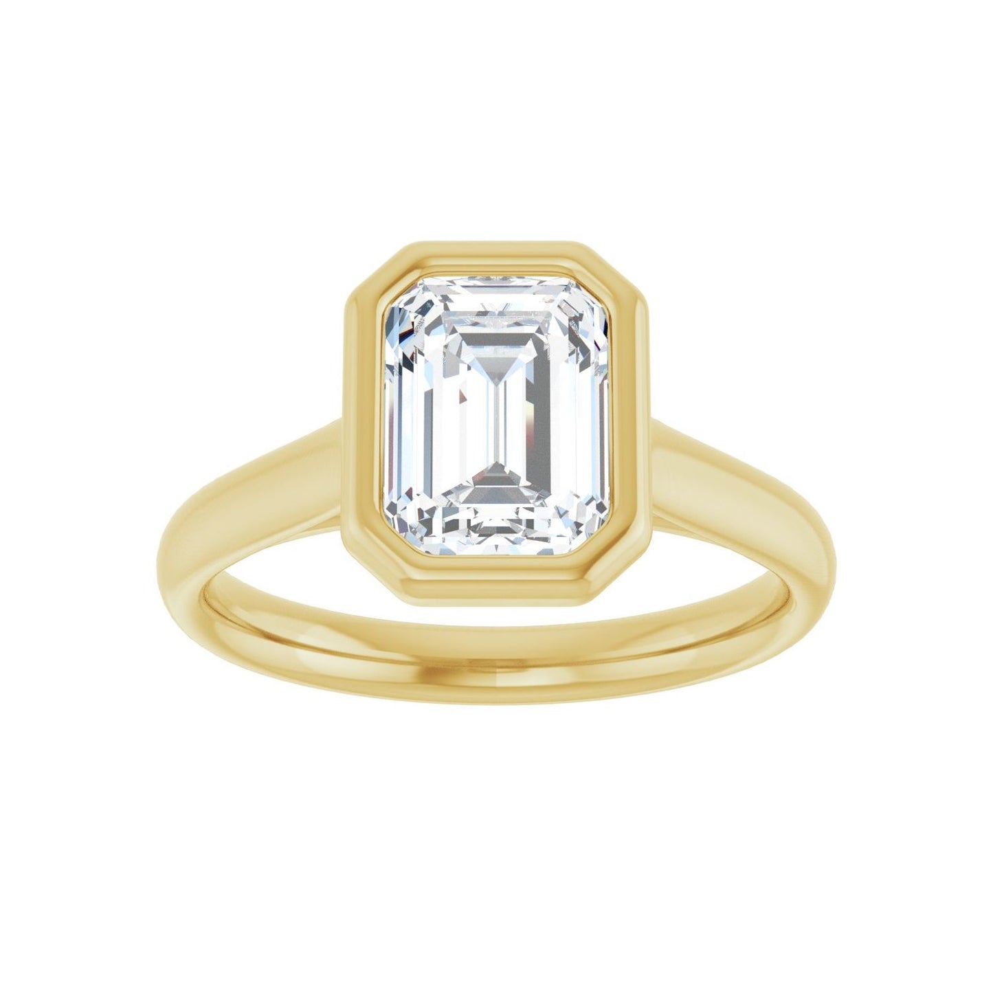 Emerald Bezel-Set Solitaire Engagement Ring | Metal Type=14K Yellow Gold | Center Stone Size=2 CT | Image 3