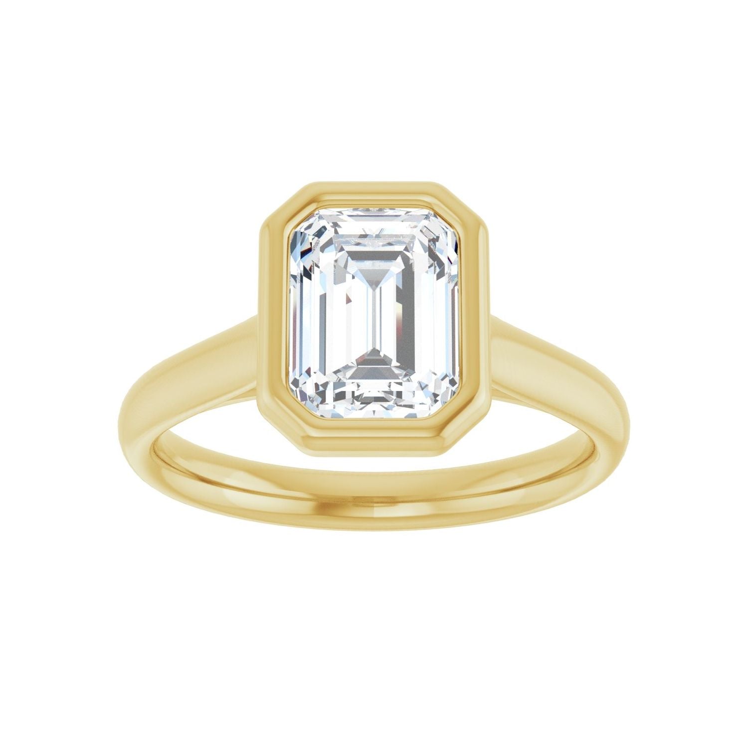 Emerald Bezel-Set Solitaire Engagement Ring | Metal Type=14K Yellow Gold | Center Stone Size=2 CT | Image 3