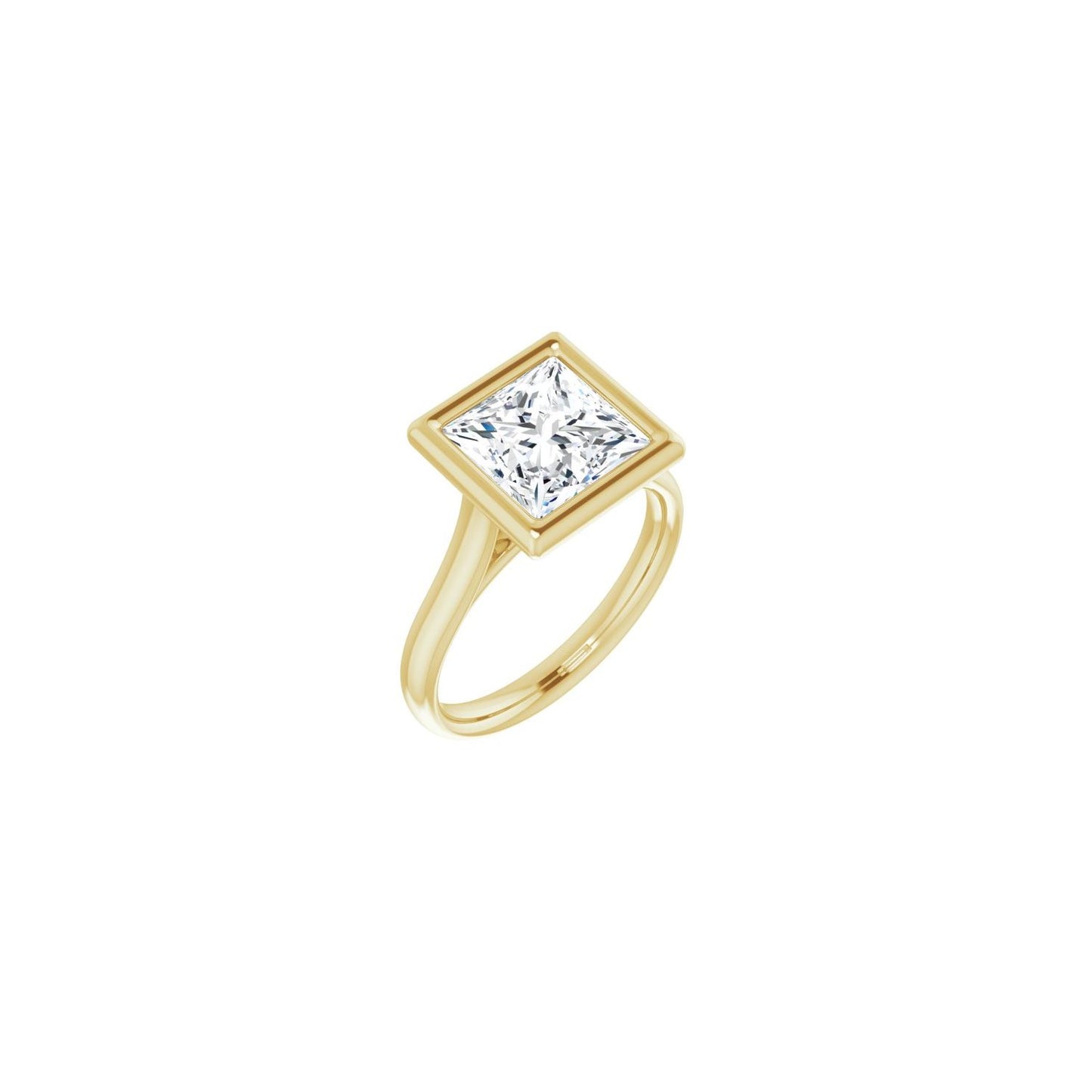 Square Bezel-Set Solitaire Engagement Ring | Metal Type=14K Yellow Gold | Center Stone Size=3 CT | Image 1