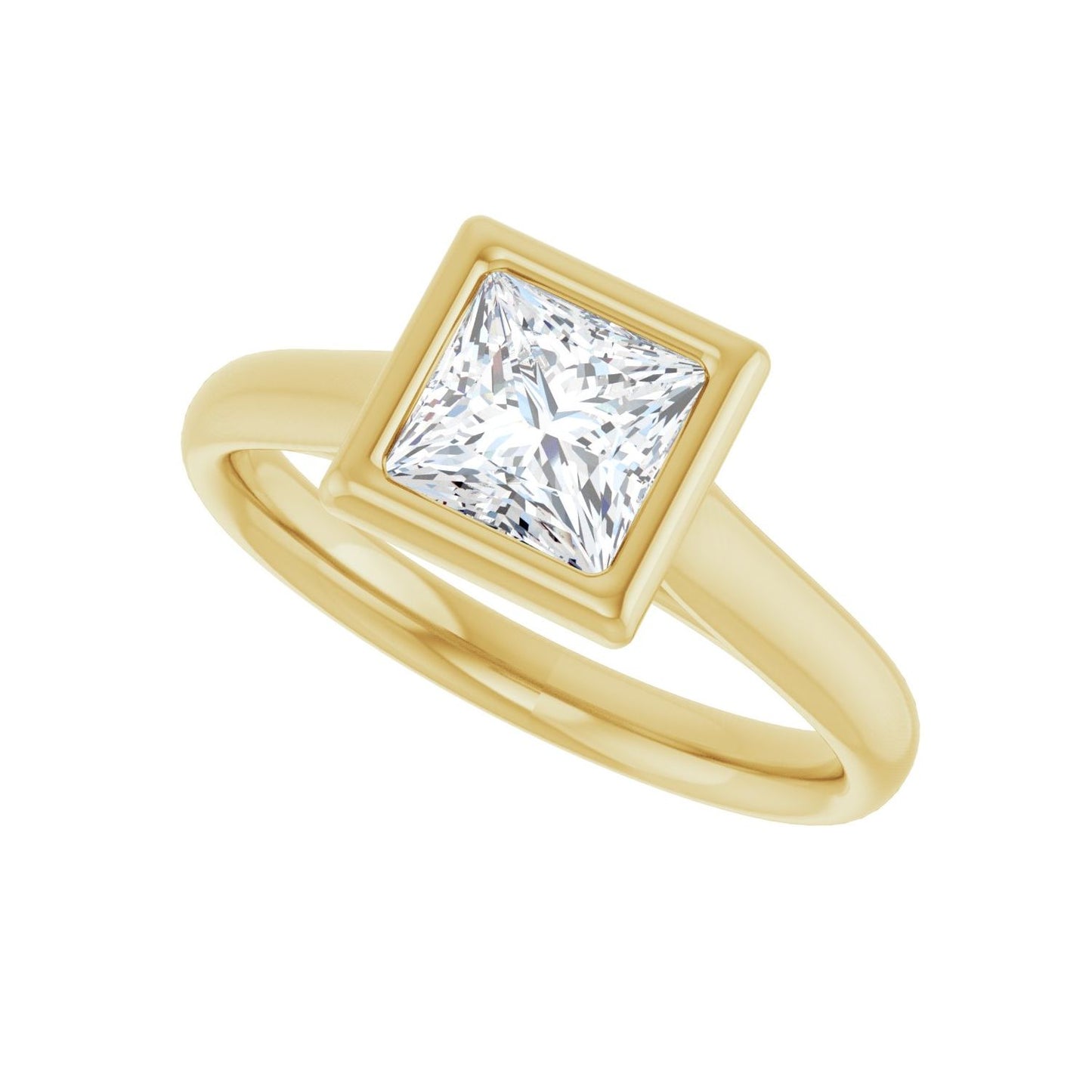 Square Bezel-Set Solitaire Engagement Ring | Metal Type=14K Yellow Gold | Center Stone Size=1 CT | Image 5