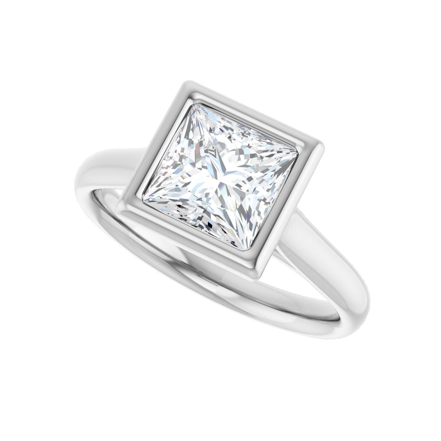 Square Bezel-Set Solitaire Engagement Ring | Metal Type=14K White Gold | Center Stone Size=1.5 CT | Image 5