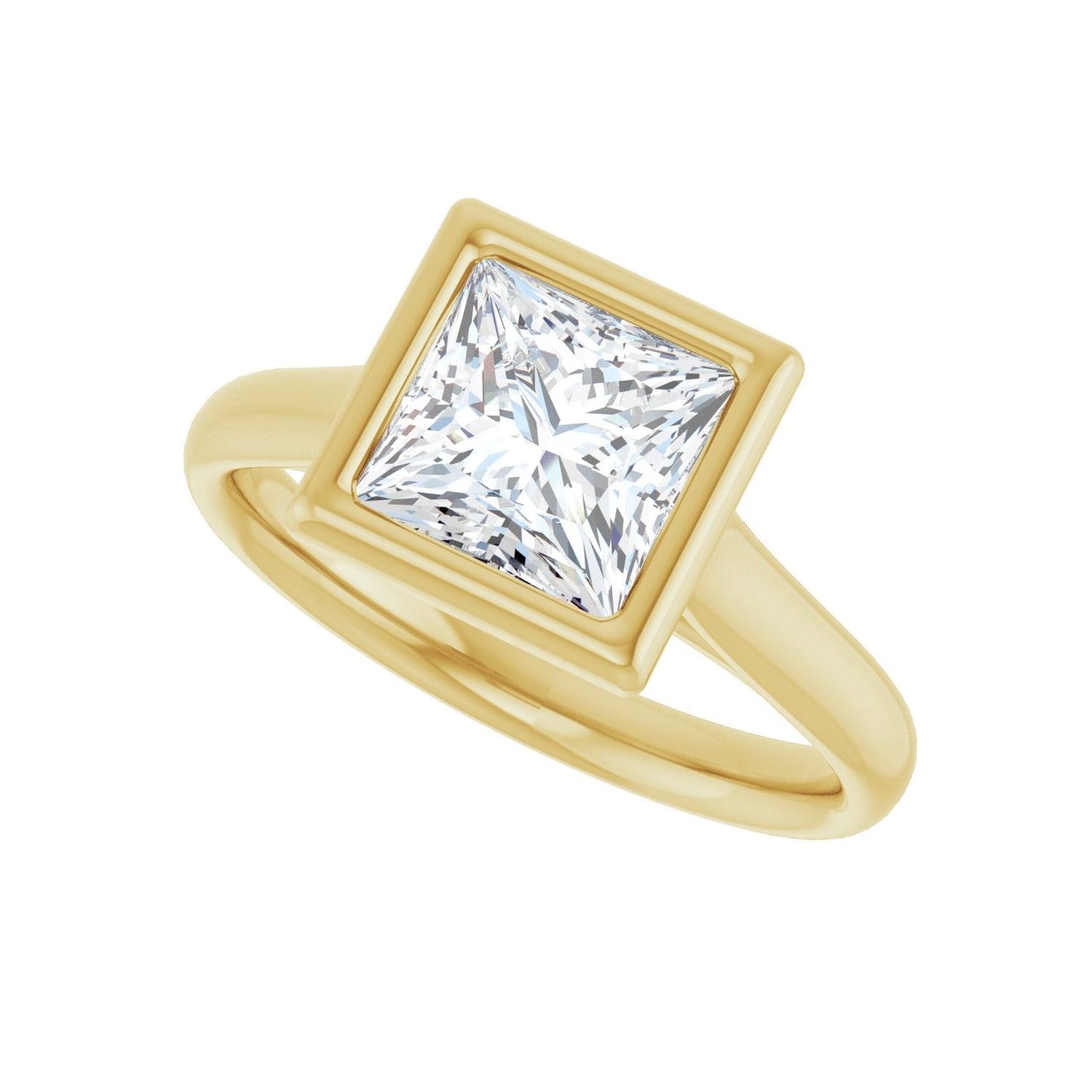 Square Bezel-Set Solitaire Engagement Ring | Metal Type=14K Yellow Gold | Center Stone Size=1.5 CT | Image 5