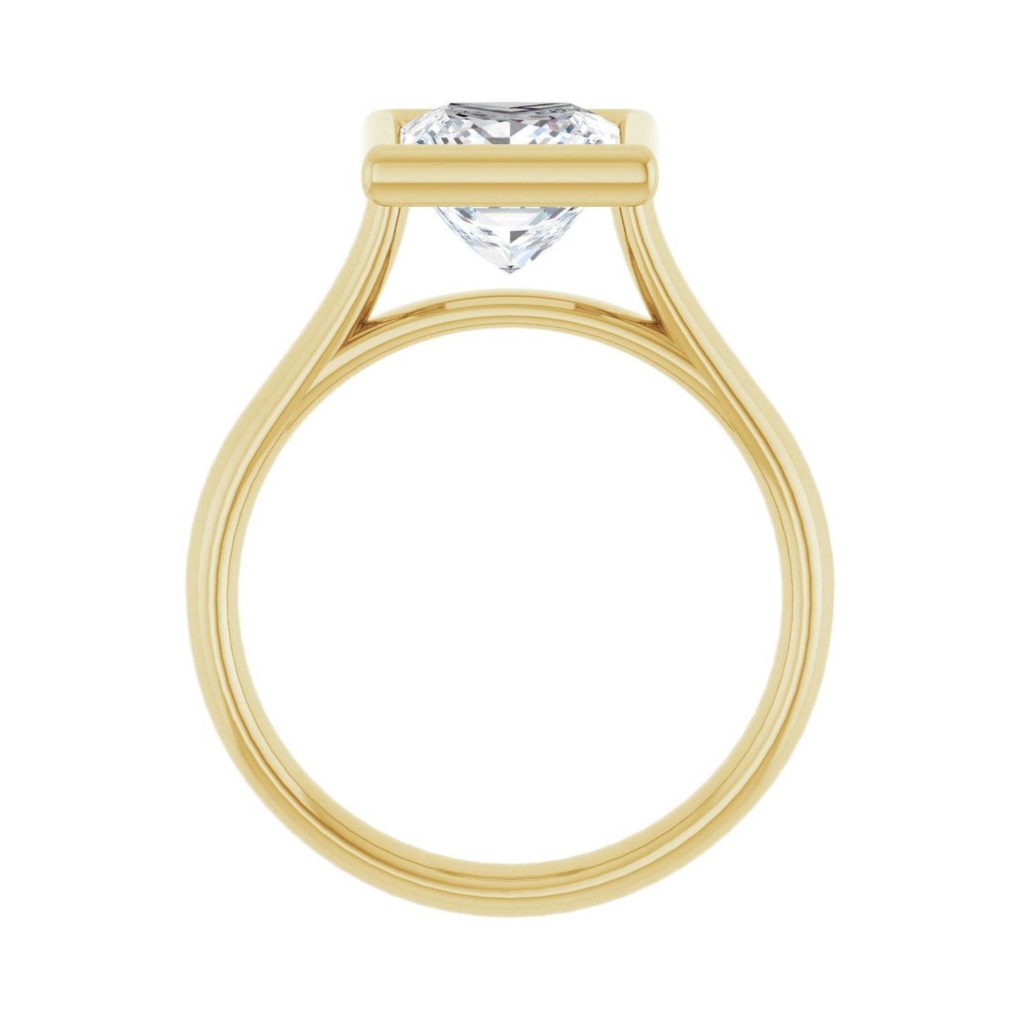 Square Bezel-Set Solitaire Engagement Ring | Metal Type=14K Yellow Gold | Center Stone Size=2 CT | Image 2