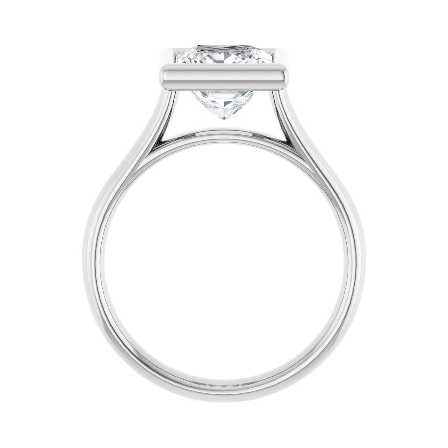 Square Bezel-Set Solitaire Engagement Ring | Metal Type=14K White Gold | Center Stone Size=2 CT | Image 2
