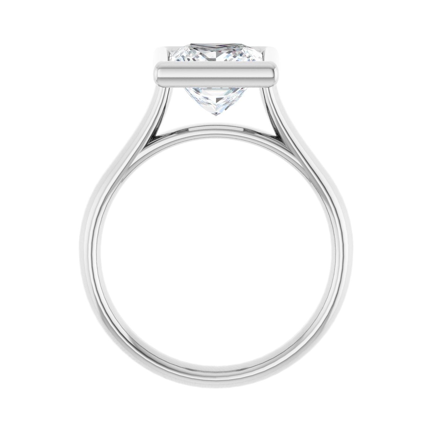 Square Bezel-Set Solitaire Engagement Ring | Metal Type=14K White Gold | Center Stone Size=2 CT | Image 2