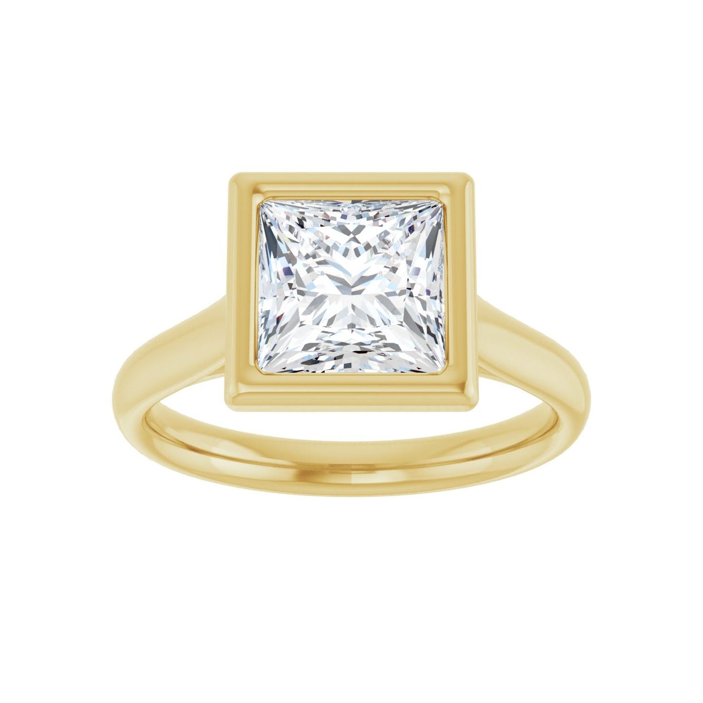Square Bezel-Set Solitaire Engagement Ring | Metal Type=14K Yellow Gold | Center Stone Size=2 CT | Image 3
