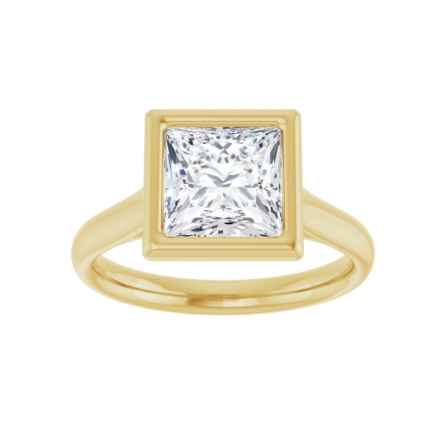 Square Bezel-Set Solitaire Engagement Ring | Metal Type=14K Yellow Gold | Center Stone Size=2 CT | Image 3