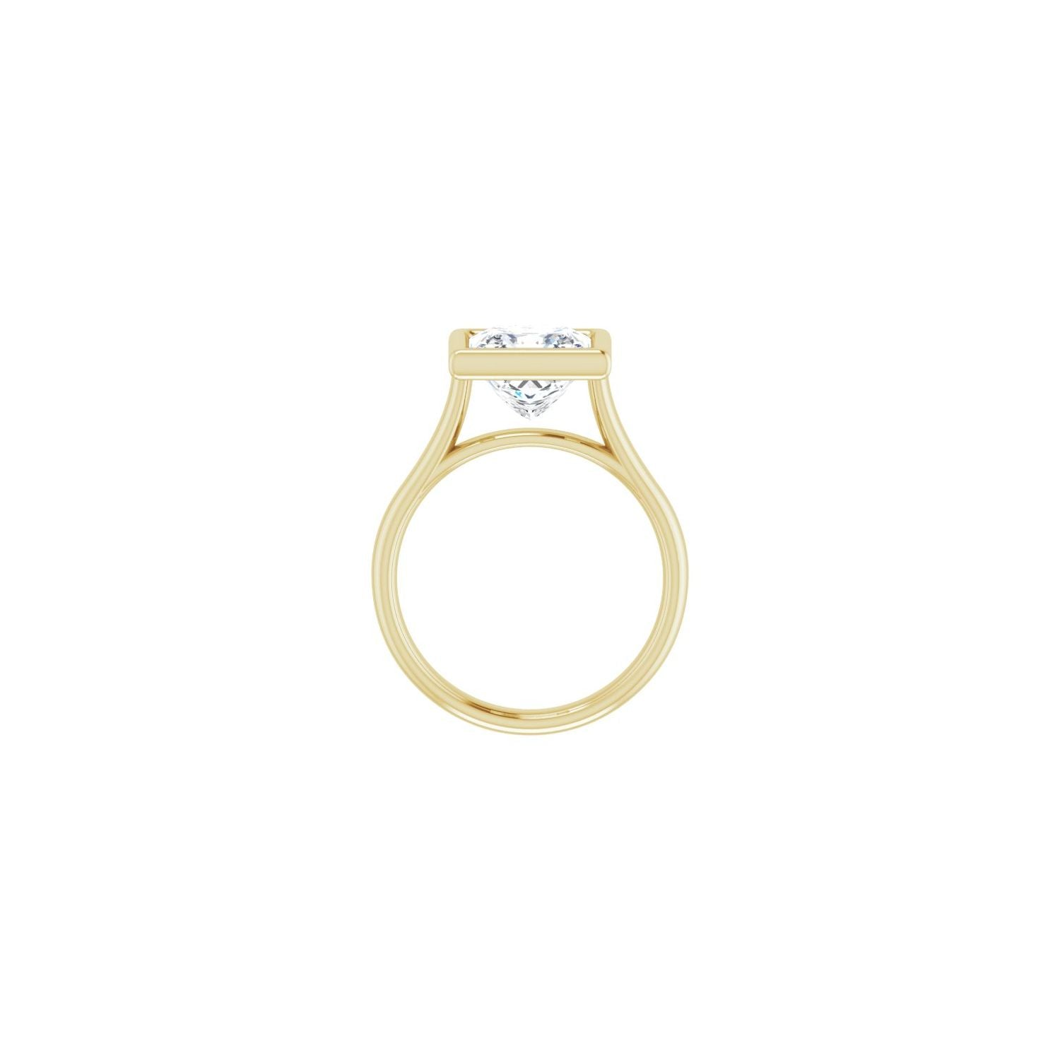 Square Bezel-Set Solitaire Engagement Ring | Metal Type=14K Yellow Gold | Center Stone Size=3 CT | Image 2