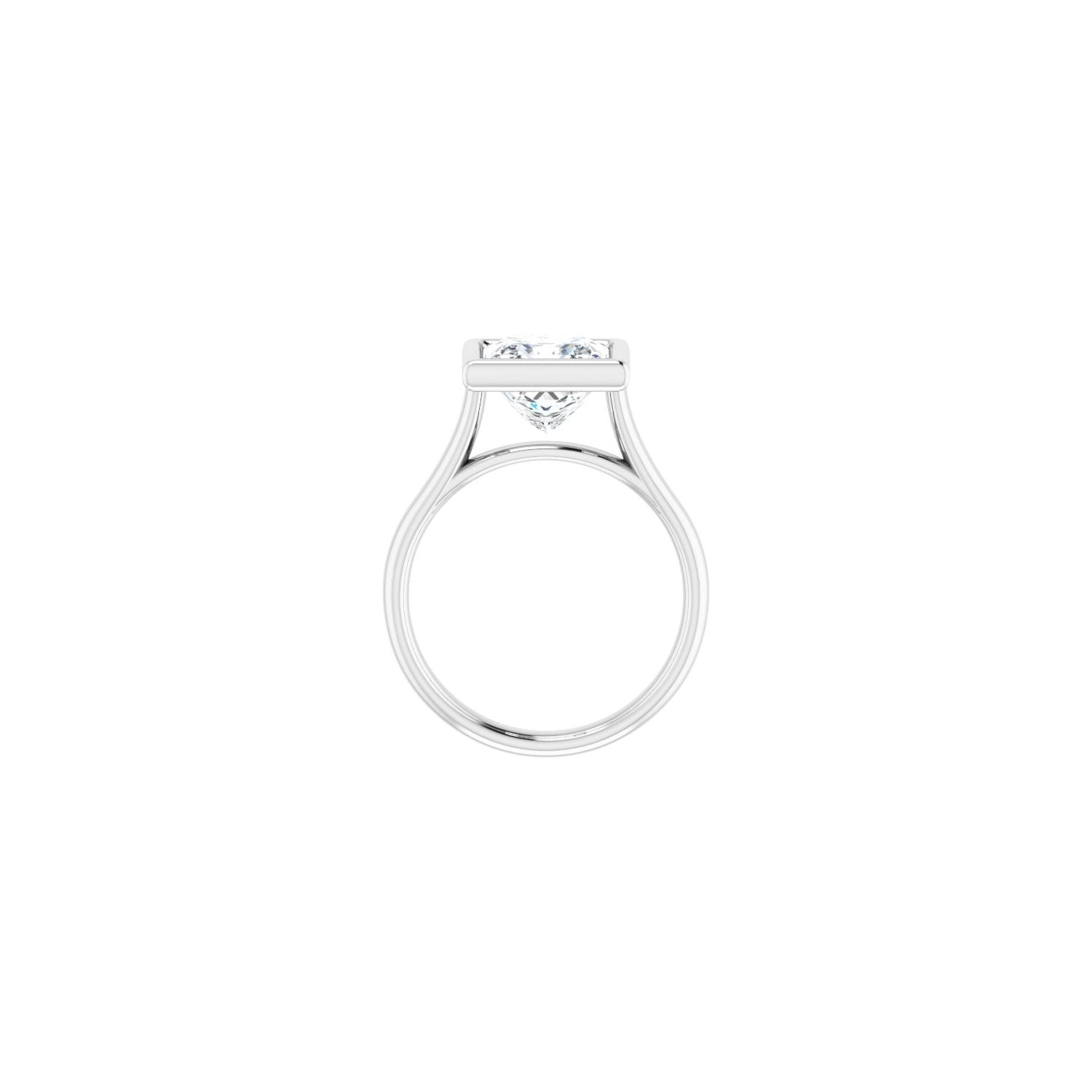 Square Bezel-Set Solitaire Engagement Ring | Metal Type=14K White Gold | Center Stone Size=3 CT | Image 2
