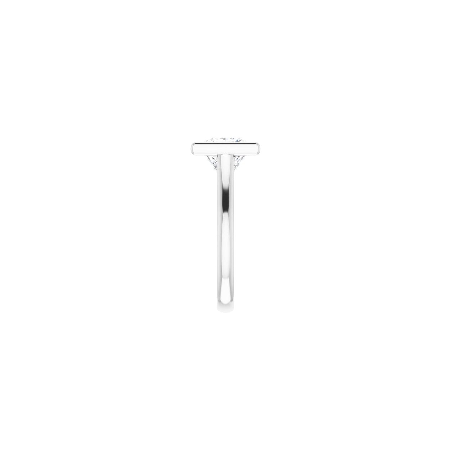 Square Bezel-Set Solitaire Engagement Ring | Metal Type=14K White Gold | Center Stone Size=3 CT | Image 4