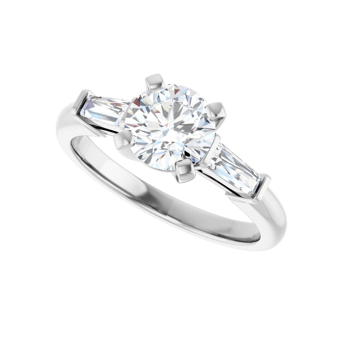 Round Three-Stone Engagement Ring | Metal Type=14K White Gold | Center Stone Size=1 CT | Image 5