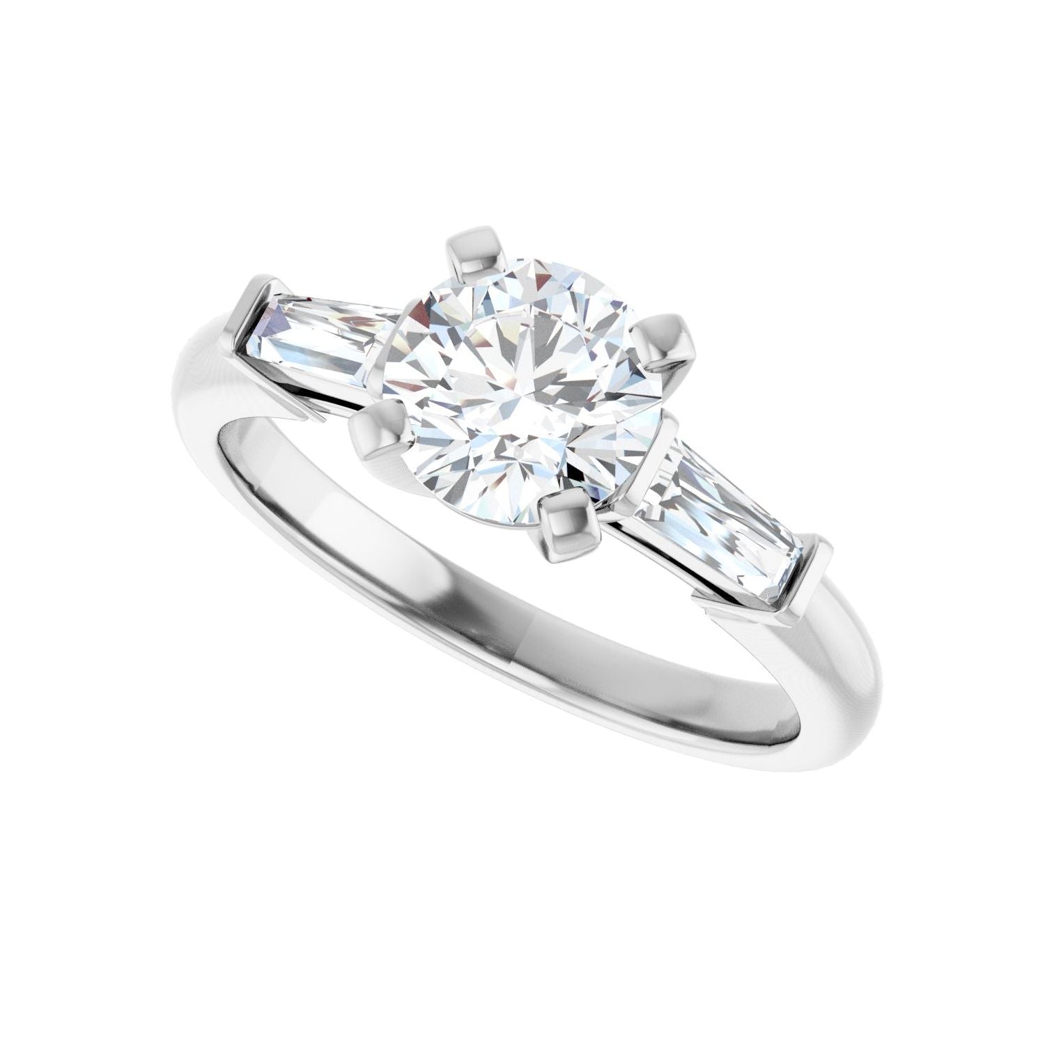 Round Three-Stone Engagement Ring | Metal Type=14K White Gold | Center Stone Size=1 CT | Image 5