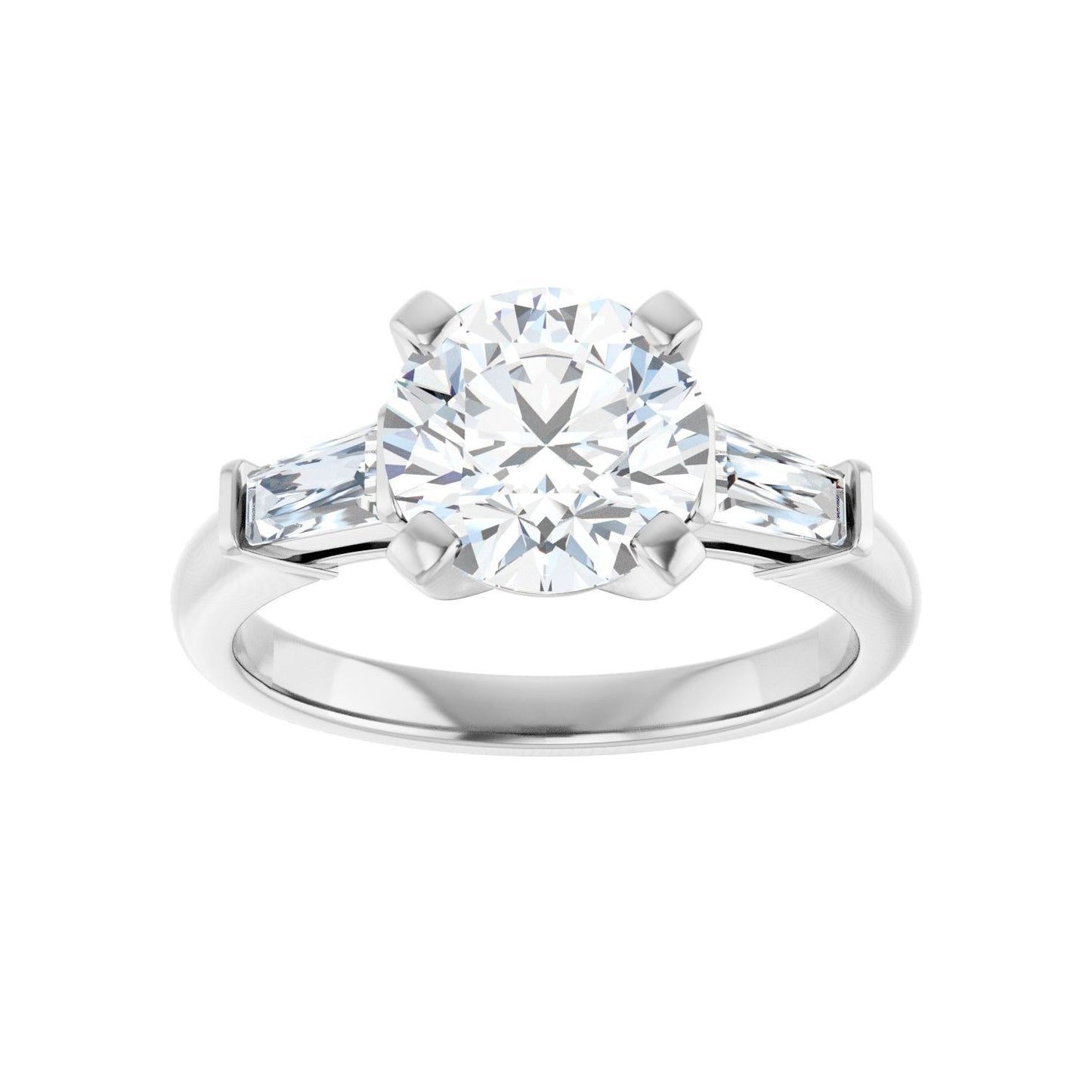 Round Three-Stone Engagement Ring | Metal Type=14K White Gold | Center Stone Size=2 CT | Image 3