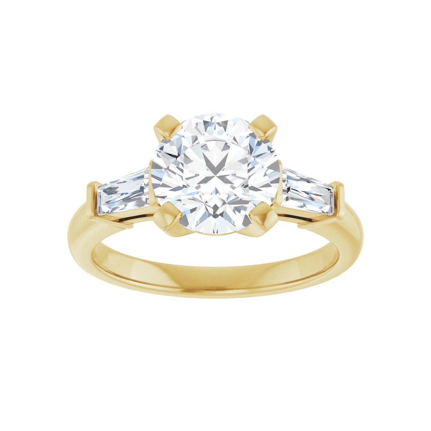 Round Three-Stone Engagement Ring | Metal Type=14K Yellow Gold | Center Stone Size=2 CT | Image 3