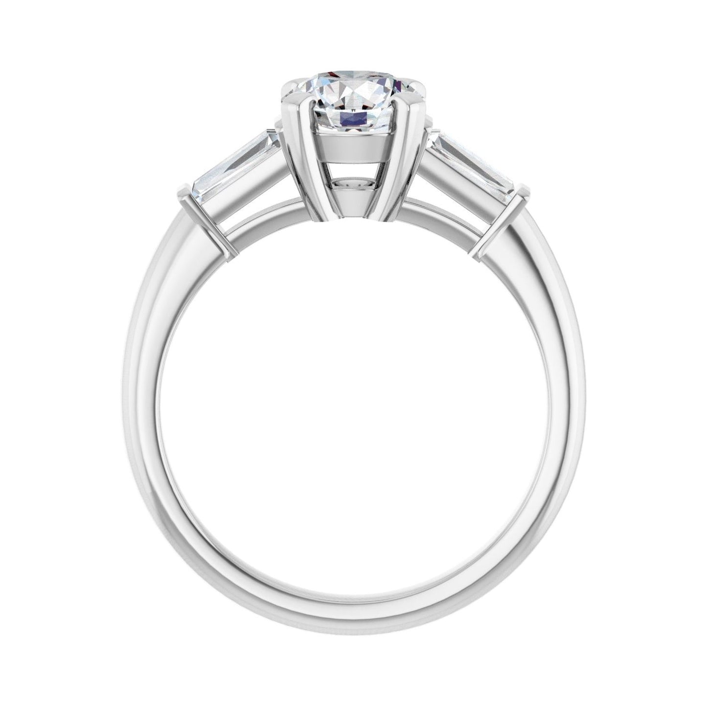 Round Three-Stone Engagement Ring | Metal Type=14K White Gold | Center Stone Size=1 CT | Image 2