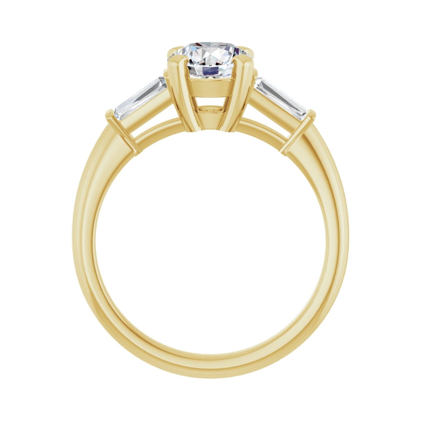 Round Three-Stone Engagement Ring | Metal Type=14K Yellow Gold | Center Stone Size=1 CT | Image 2