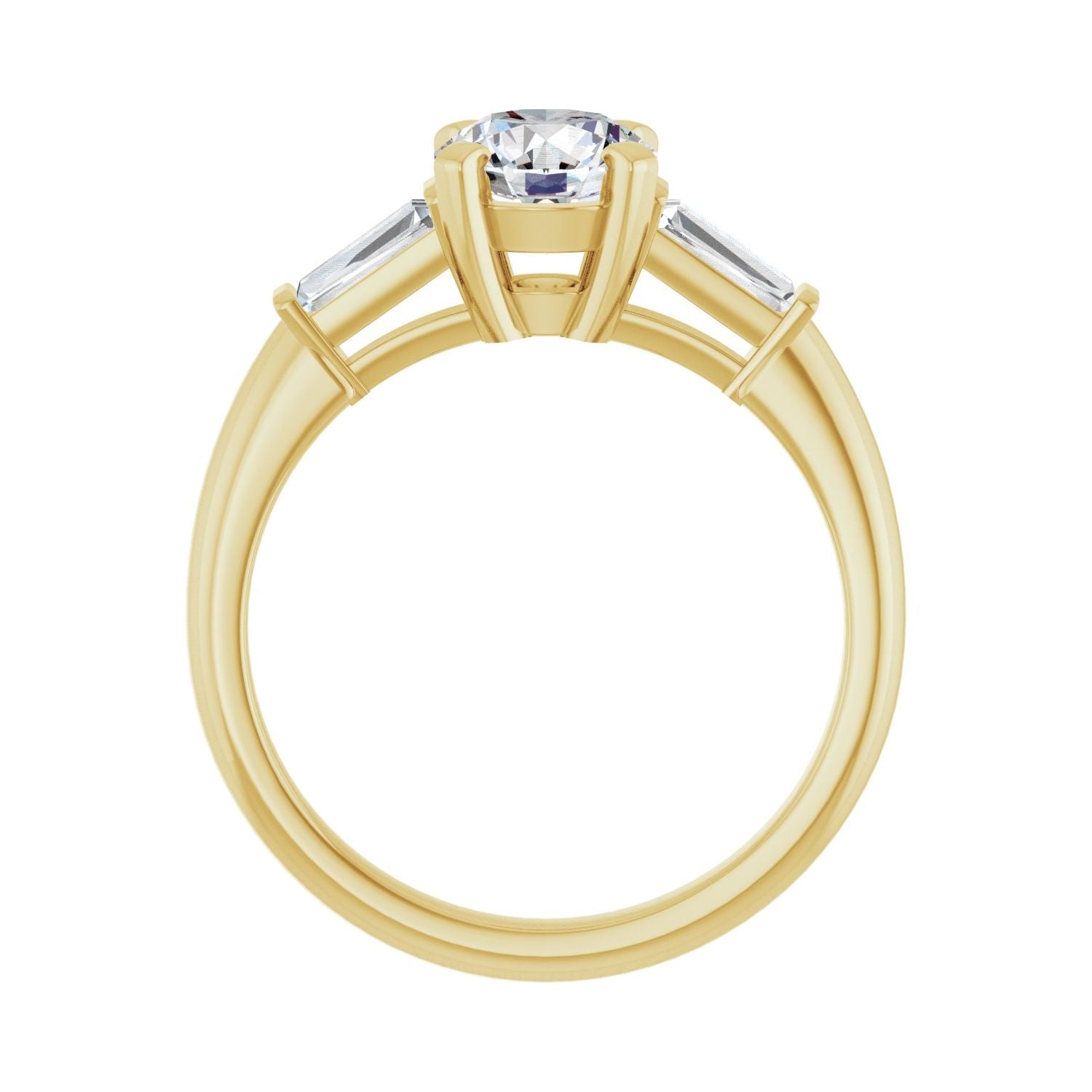 Round Three-Stone Engagement Ring | Metal Type=14K Yellow Gold | Center Stone Size=1 CT | Image 2