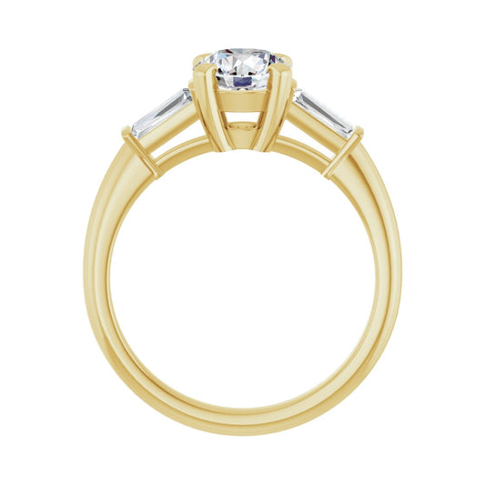 Round Three-Stone Engagement Ring | Metal Type=14K Yellow Gold | Center Stone Size=1 CT | Image 2