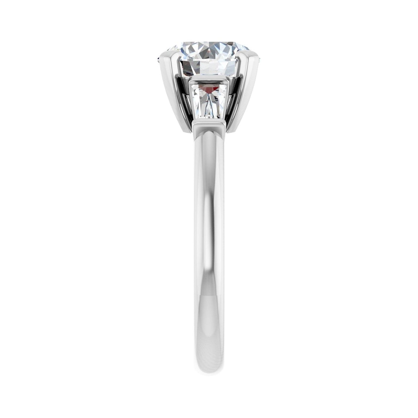 Round Three-Stone Engagement Ring | Metal Type=14K White Gold | Center Stone Size=2 CT | Image 4