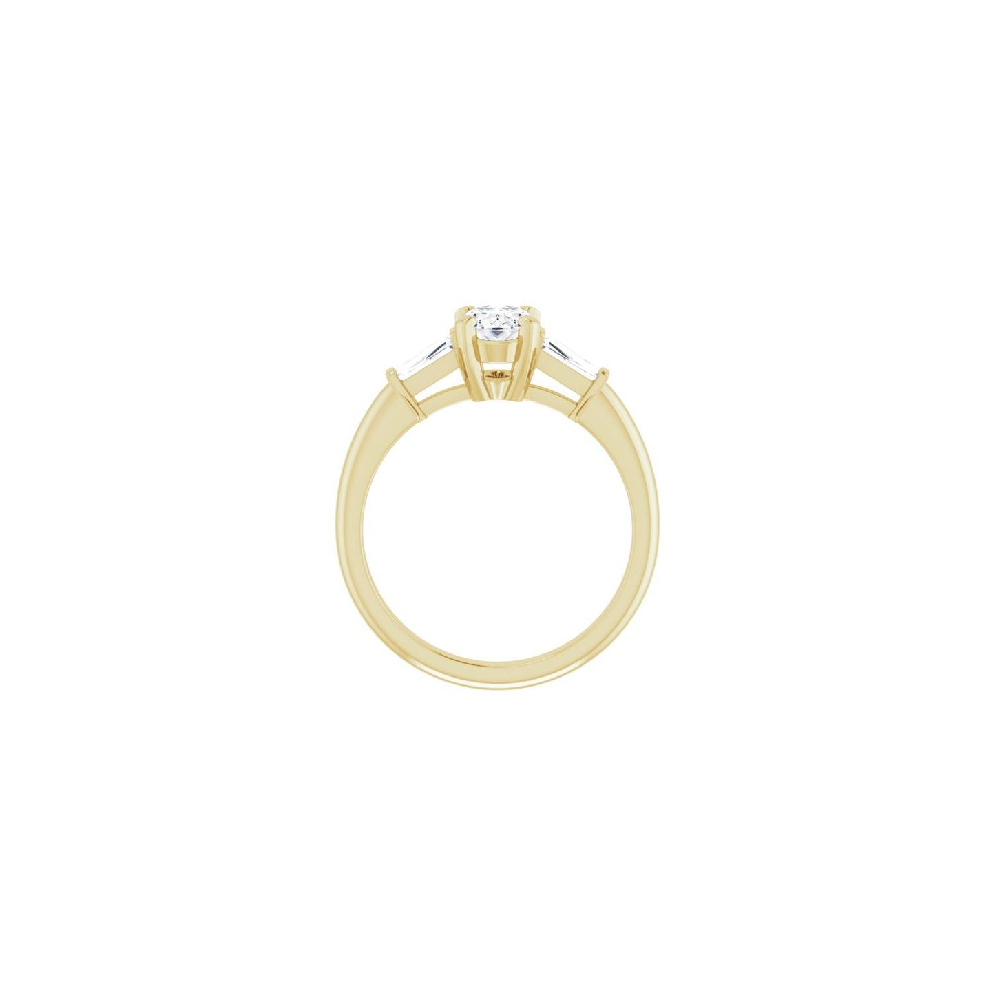 Oval Three-Stone Engagement Ring | Metal Type=14K Yellow Gold | Center Stone Size=1 CT | Image 2