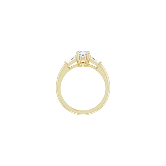 Oval Three-Stone Engagement Ring | Metal Type=14K Yellow Gold | Center Stone Size=1 CT | Image 2