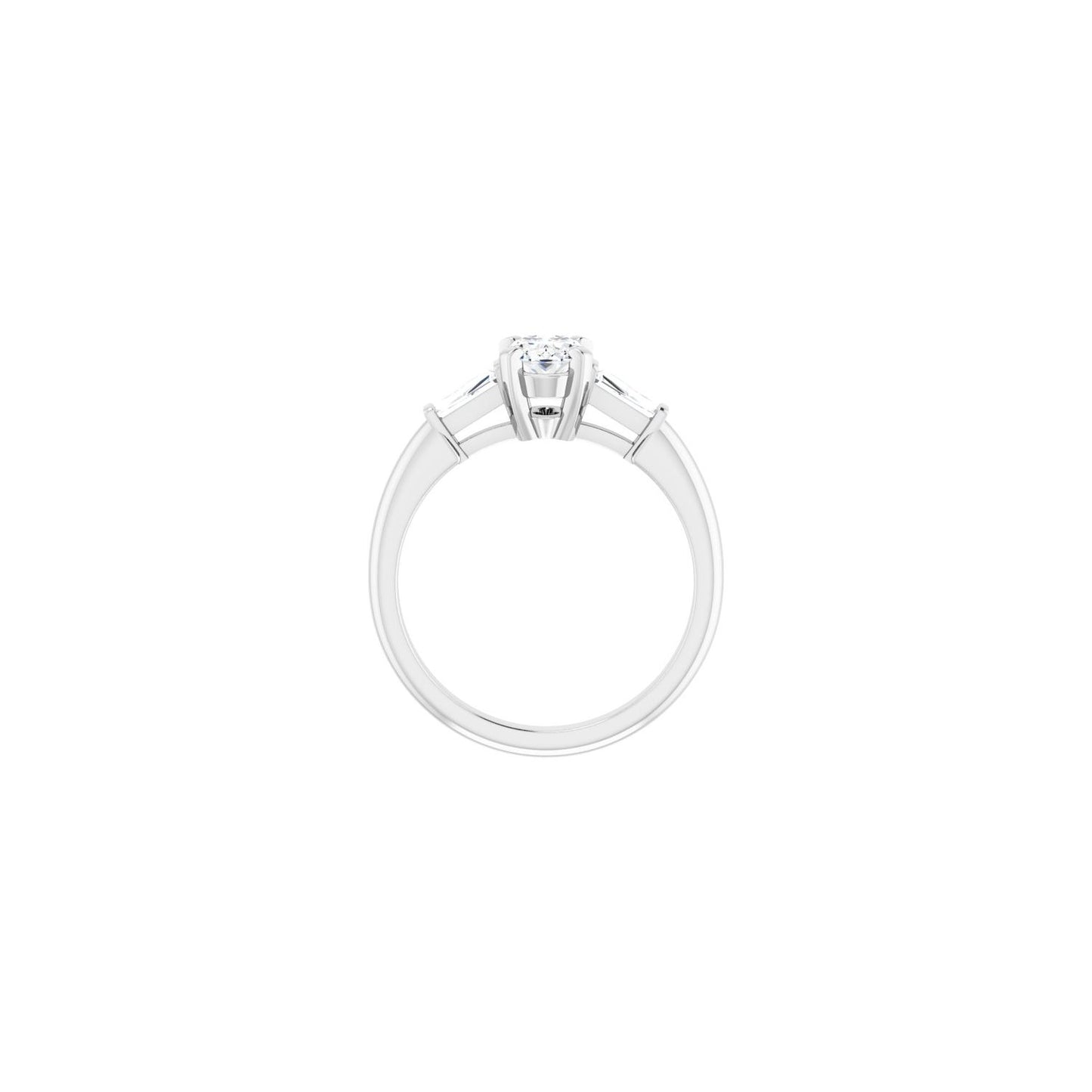 Oval Three-Stone Engagement Ring | Metal Type=14K White Gold | Center Stone Size=1 CT | Image 2