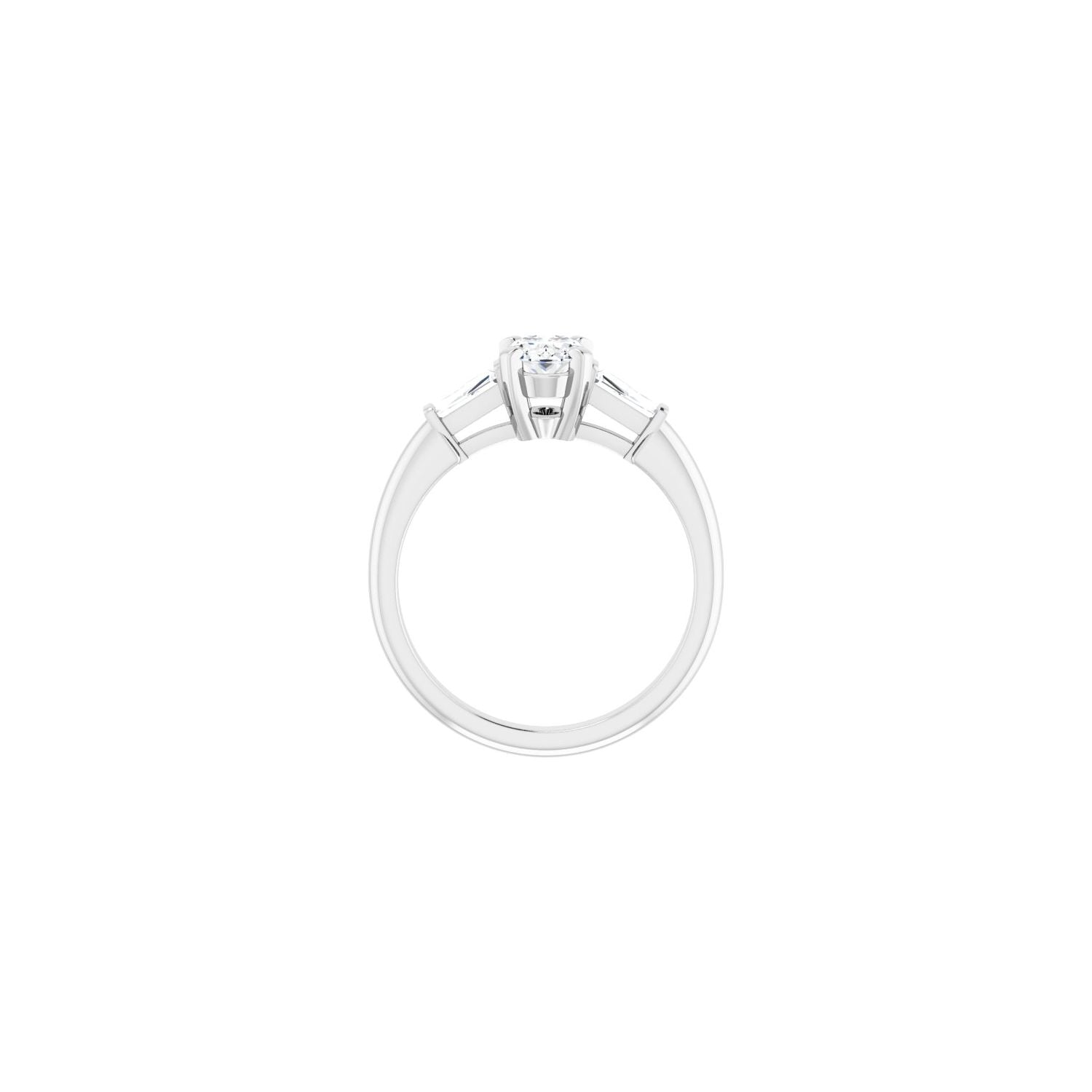 Oval Three-Stone Engagement Ring | Metal Type=14K White Gold | Center Stone Size=1 CT | Image 2