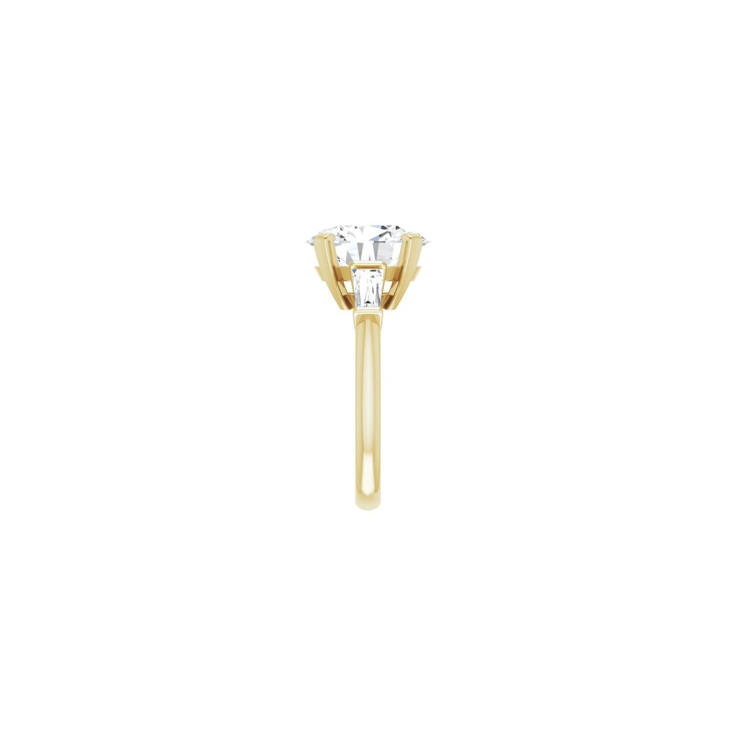 Oval Three-Stone Engagement Ring | Metal Type=14K Yellow Gold | Center Stone Size=3 CT | Image 4