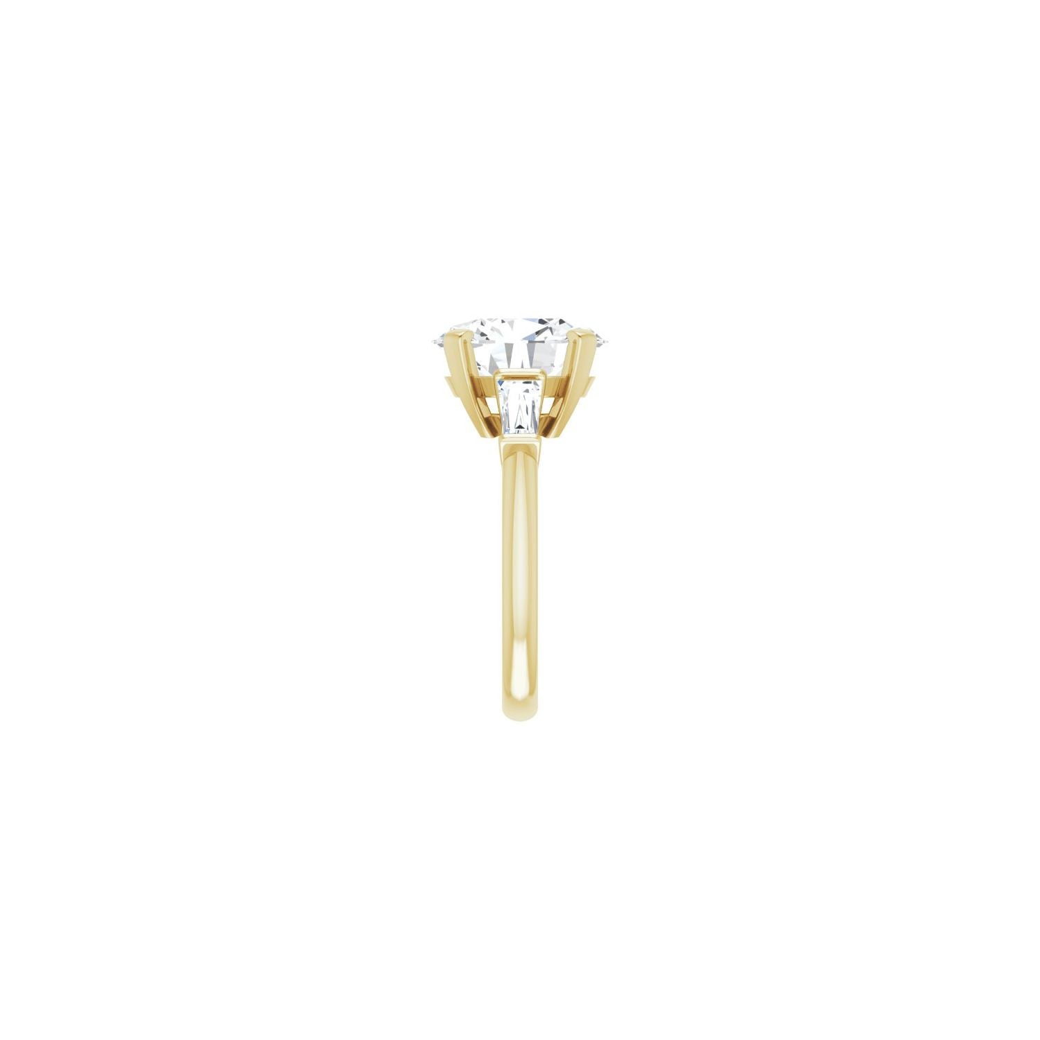 Oval Three-Stone Engagement Ring | Metal Type=14K Yellow Gold | Center Stone Size=3 CT | Image 4