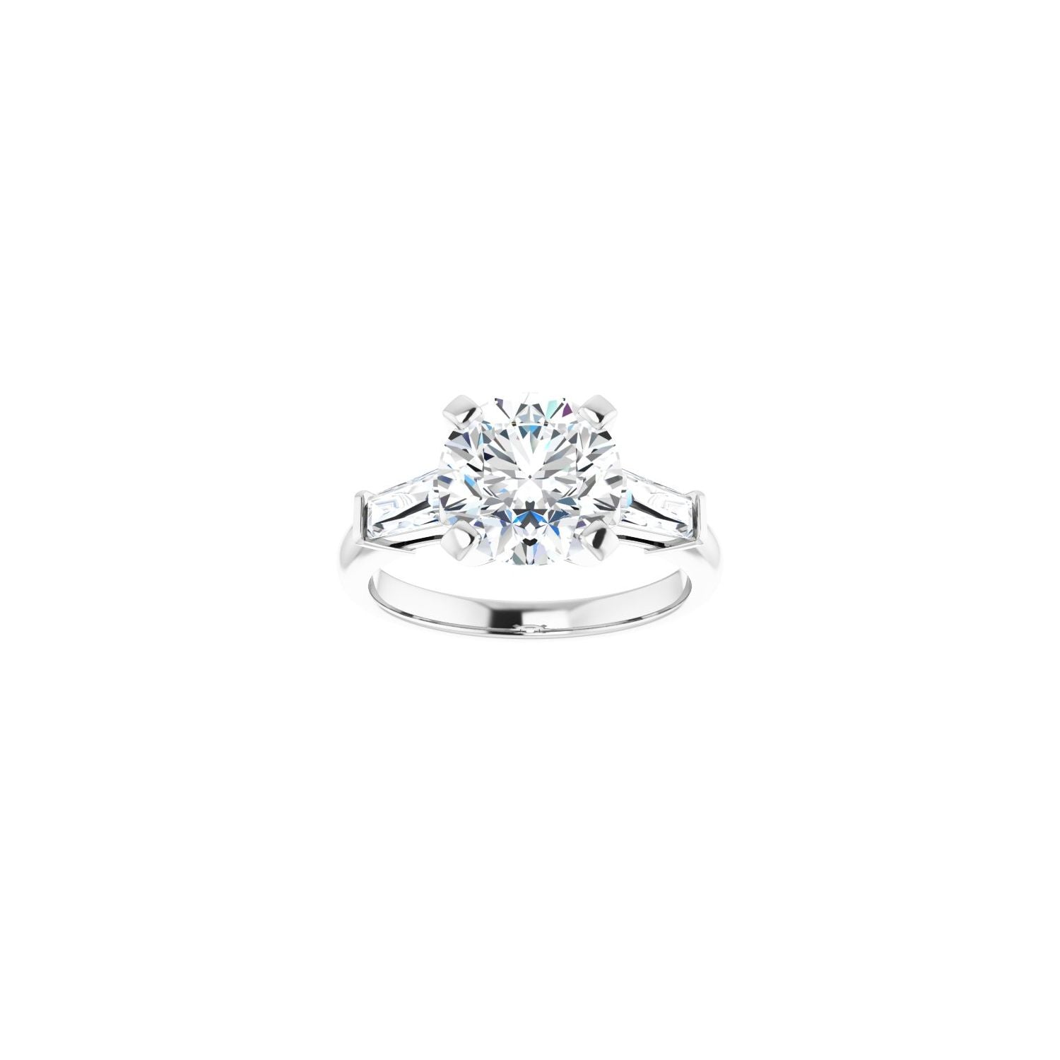 Round Three-Stone Engagement Ring | Metal Type=14K White Gold | Center Stone Size=2.5 CT | Image 3